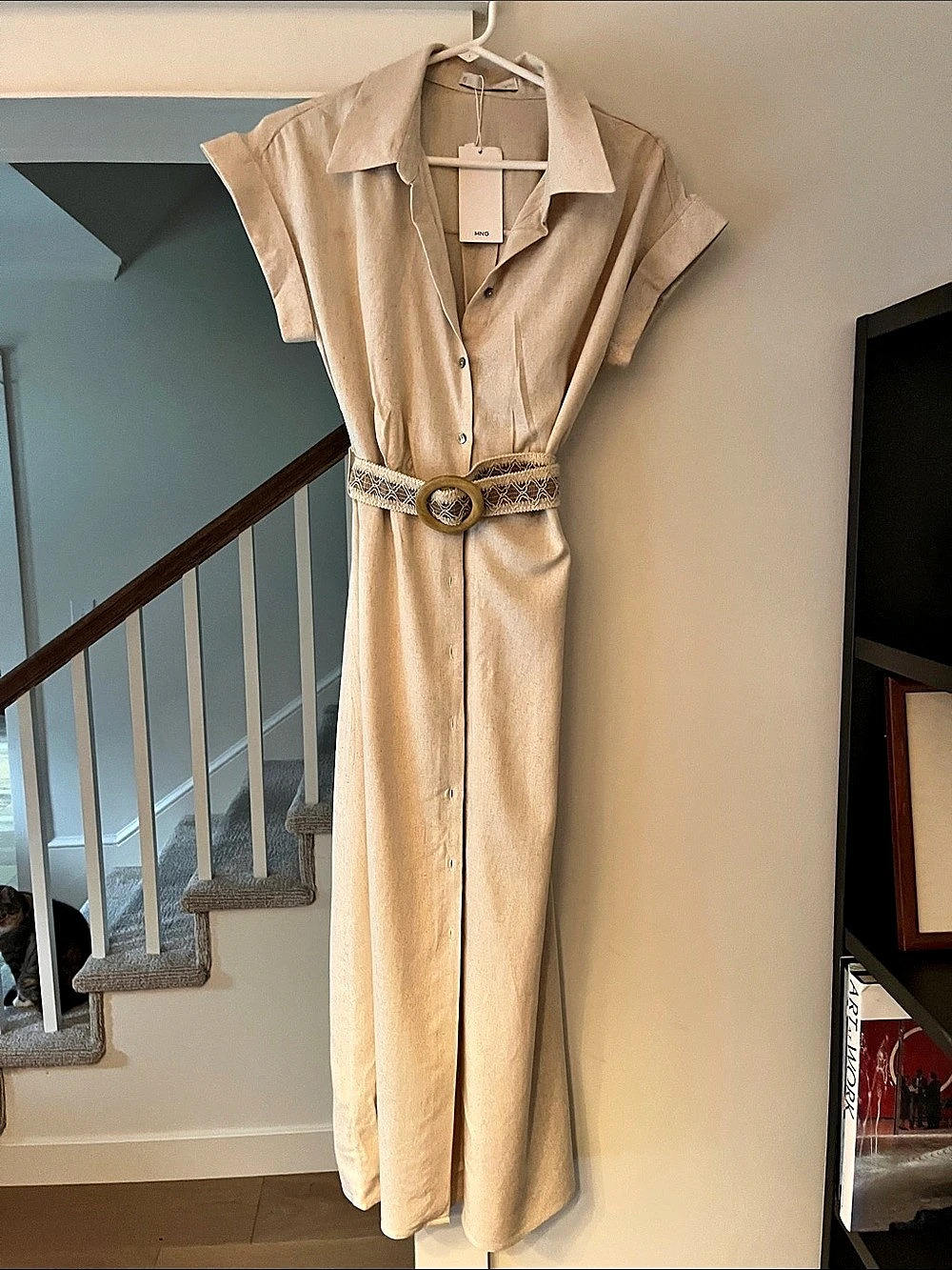 NWT Mango Belted Linen Dress